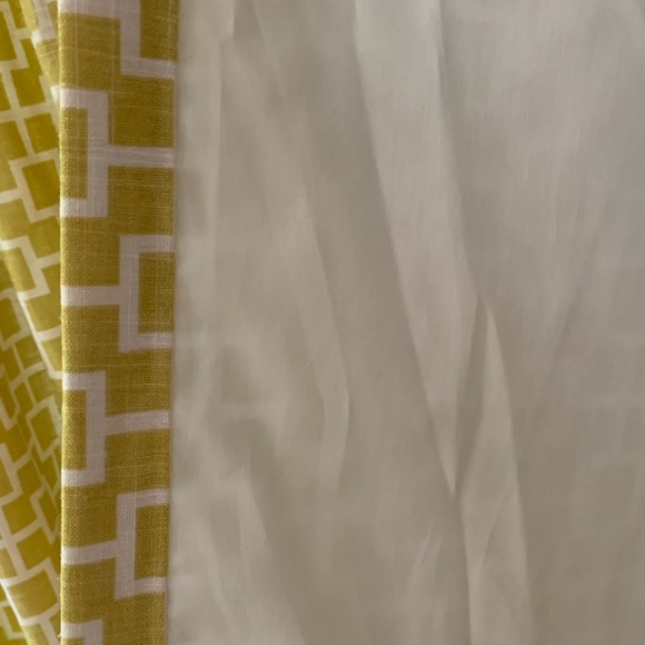 Curtains x2 panels chartreuse with geometric design inverted pleats lined - Picture 6 of 8